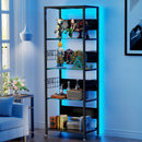 4 Tier Display Shelf With RGB Lights, LED Lighted Curio Cabinet With Adjustable Storage Box & Hooks - Black by HouseOfZazla