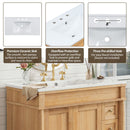 Modern Bathroom Vanity With Ceramic Sink, Soft Close Doors, Adjustable Shelves