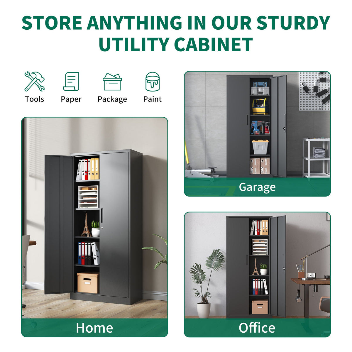 Heavy Metal Garage Storage Cabinet With Locking Doors, Steel, Adjustable Shelves, photo 33 of 34