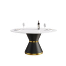 Modern Artificial Stone Round Carbon Steel Base Dining Table, Can Accommodate 6 People by Unique Piece Furniture