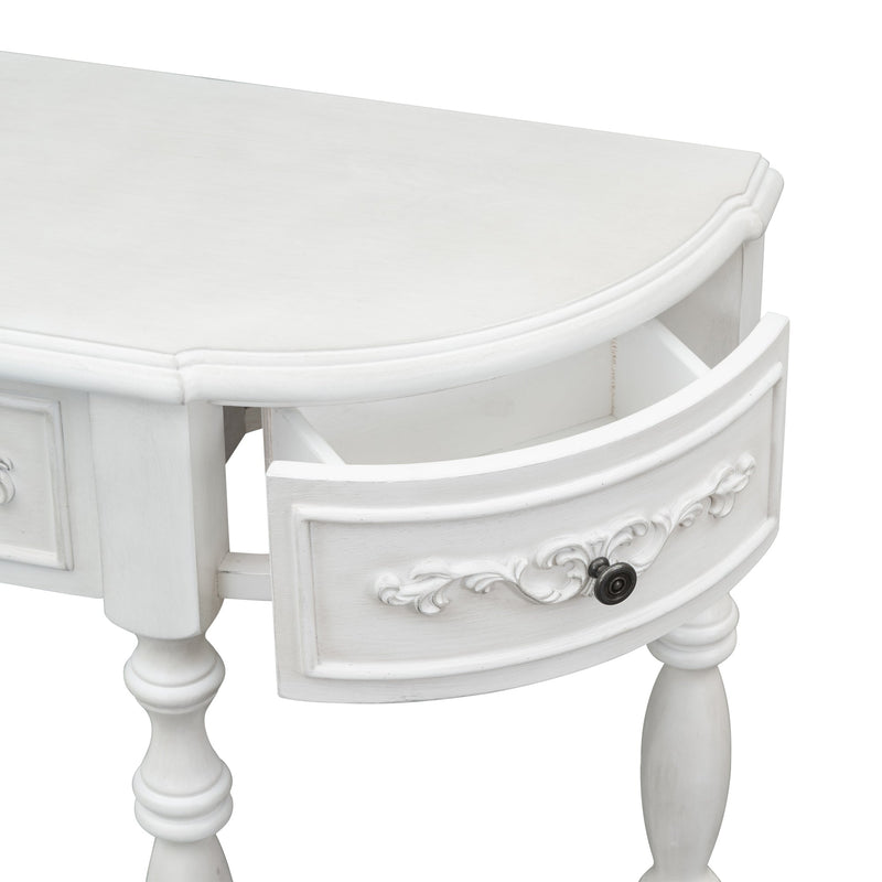 52"Modern and Contemporary Curved Console Table Sofa Table Entryway Table for Hallway Living Room Bedroom with 4 Drawers and 1 Shelf