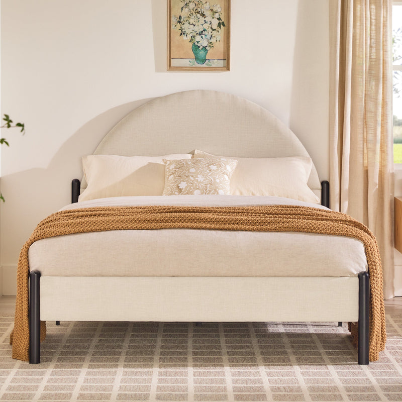 Gastonia Queen Metal and Upholstered Bed with Arched Headboard