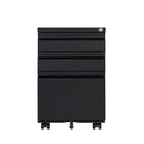 3-Drawer Mobile File Cabinet with Lock, Office Storage Filing Cabinet for Legal/Letter Size, Pre-Assembled Metal File Cabinet Except Wheels Under Desk (Black)