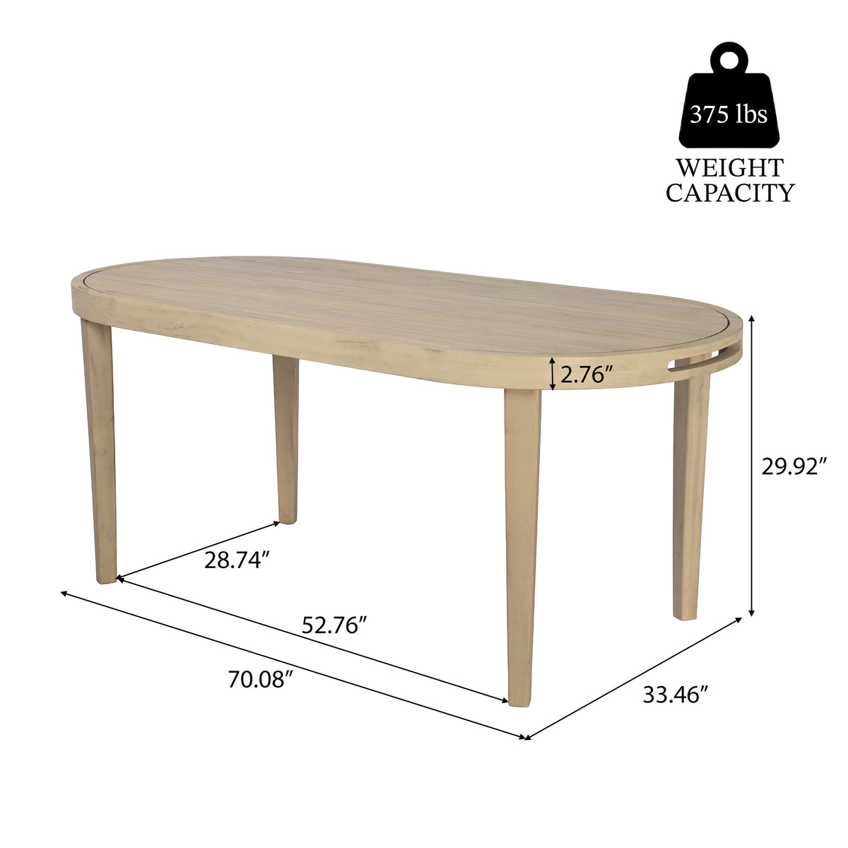 7-Piece Outdoor Acacia Wood Dining Set, photo 6 of 10