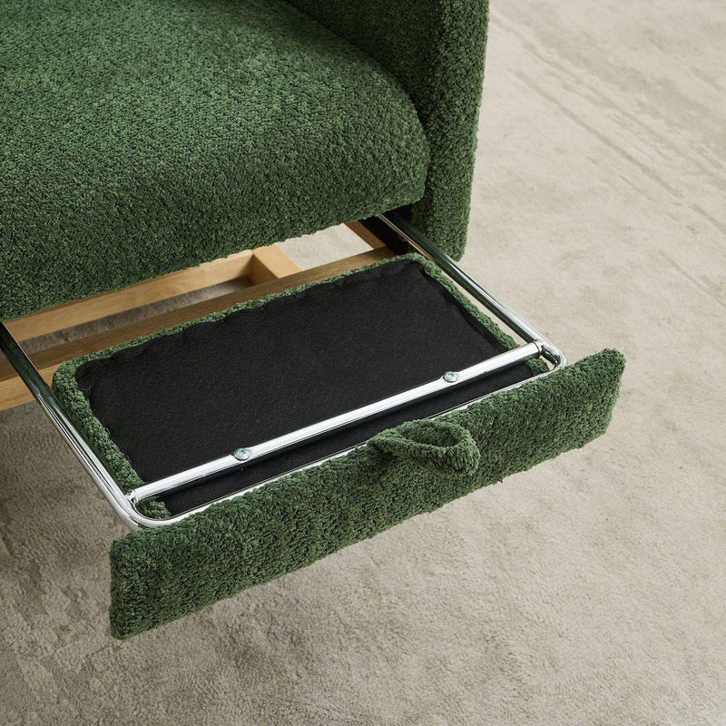 25.4"W Rocking Chair for Nursery, High Back Glider Chair with Retractable Footrest, Side Pocket, Rocking Accent Armchair with Rubber Wood Legs for Living Room/Bedroom.Green