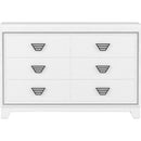 3-Pieces Bedroom Sets Queen Size Upholstered Bed with LED Lights, Nightstands and Dresser with Metal Handles and Sparkling Shiny Decoration, White