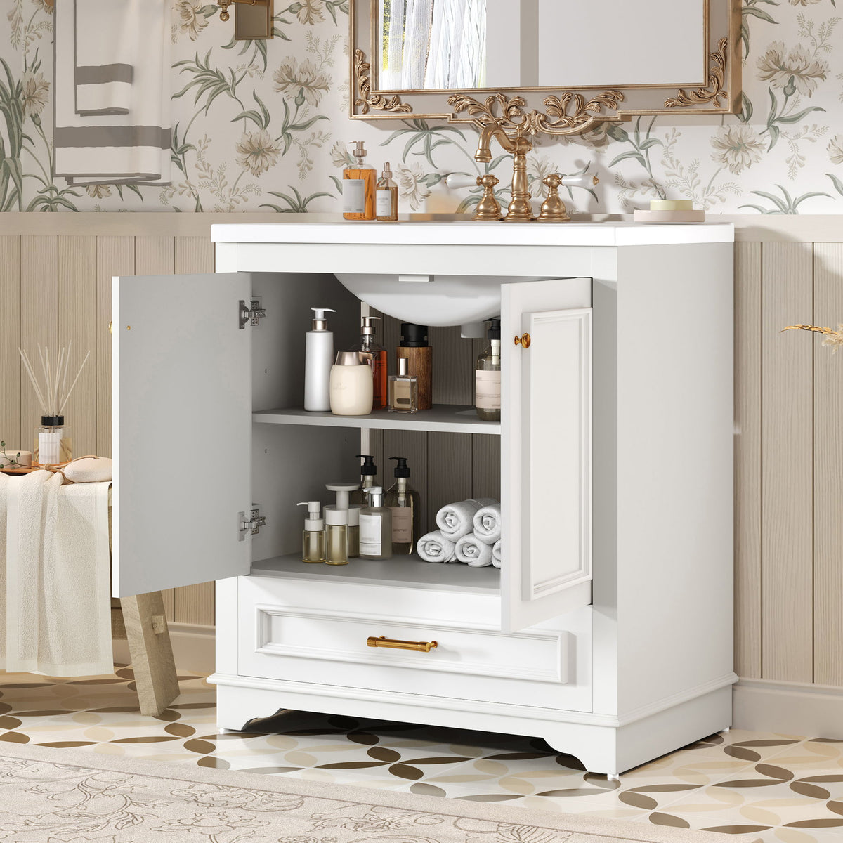 Bathroom Vanity With Sink, Cabinet & 2 Soft Closing Doors & Adjustable Shelf, photo 48 of 50