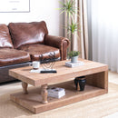 Rustic Solid Wood Coffee Table With Open Shelf, Modern Farmhouse Design - Light Natural / Natural by HouseOfZazla