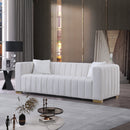 A modern channel sofa take on a traditional Chesterfield,White color,3 seater