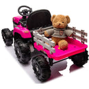 Ride on Tractor with Trailer,24V Battery Powered Electric Tractor Toy, 200wx2motor 1.86-4.97MPH/Remote Control,electric car for kids,Three speed adjustable,USB,MP3, Bluetooth,LED light, safety belt