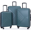 3 Piece Luggage Sets ABS Lightweight Suitcase with Two Hooks, Spinner Wheels, TSA Lock, (20/24/28), DARK GREEN