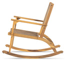 GO 2 Pieces Patio Rocking Chair Set, Natural Acacia Wood and Wicker