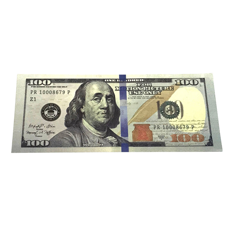 Money Prop - New Style $100's Crisp New $10000 Full Print Stack