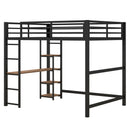 Loft Bed With Built In Desk And Storage Shelves, Full Size - Black by HouseOfZazla