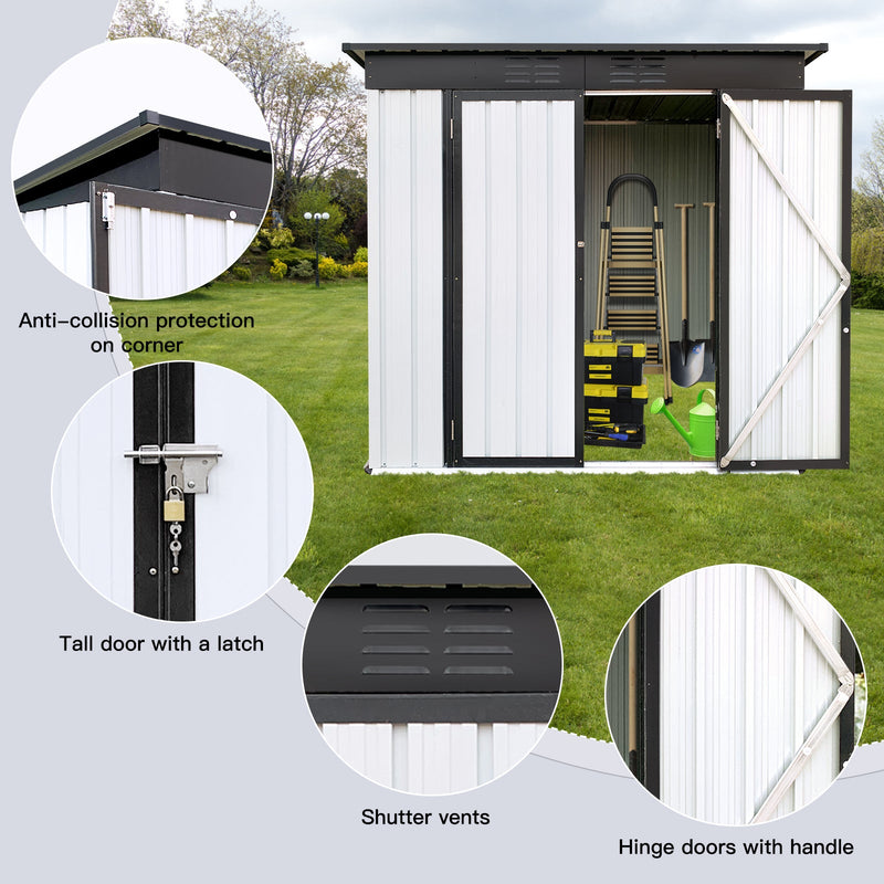 Outdoor storage sheds 6FTx4FT Pent roof White+Black