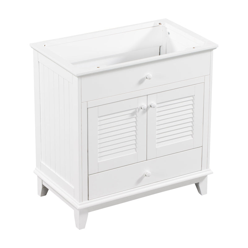 30" Bathroom Vanity Base without Sink, Bathroom Cabinet with Two Doors and One Drawer, White
