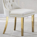Elegant White Velvet Dining Chairs with Gold Mirrored Finish Legs - Set of 2, 19.7'L x 24'D x 36.2'H, Luxurious Dining Room Charm