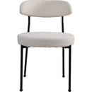 Boucle Upholstered Dining Chairs with Curved Backrest & Metal Legs Set of 2, Beige