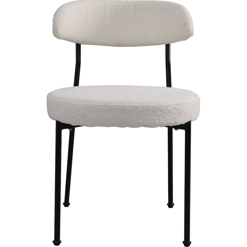 Boucle Upholstered Dining Chairs with Curved Backrest & Metal Legs Set of 2, Beige