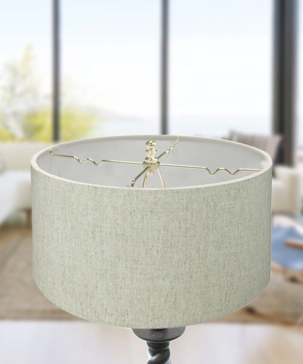 16"x16"x9" Textured Oatmeal Hardback Drum Lampshade, photo 2 of 6