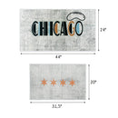 US States Chicago Design Non Skid Washable Kitchen Runner Rugs Set of 2| 44 x 24 and 31.5 x 20 Inches Floor Mats|Ivory