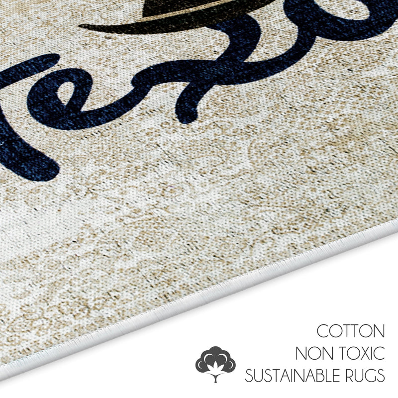 US States Texas Design Non Skid Washable Kitchen Runner Rugs Set of 2| 44 x 24 and 31.5 x 20 Inches Floor Mats |Beige