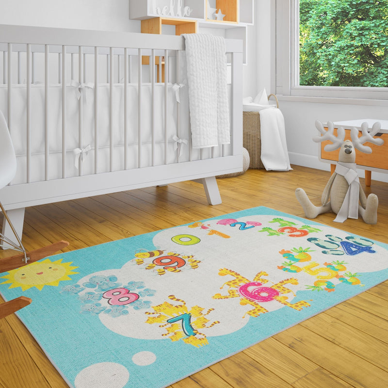 Low Pile- Non-Slip- Educational Kids Rug for Playroom |Numbers Pattern |39.5 x 59 Inches