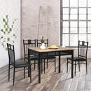 5 Pcs Dining Set Wood Metal Table and 4 Chairs with Cushions by LJGDeals