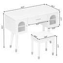 Elegant Vanity Makeup Table & Chair Set Modern Dressing Table With Organizer Writing Desk Charging Port Engineered Wood - White by HouseOfZazla