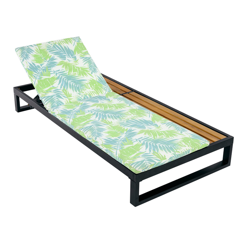 Black Iron & Teak Finish Chaise Lounge Set, photo 9 of 10