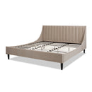 Aspen Vertical Tufted Headboard Platform Bed Set, King, Mink Beige Performance Velvet