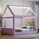 Upholstered House Style Daybed With LED Light Strips