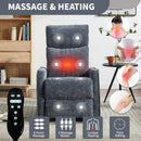 Blue Heat Massage Manual Recliner Chair with Rocker and Swivel