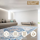 8x10FT VintageÊArea Rug Modern Non Slip Carpet Boho Low Pile Soft Rug Waterproof Machine Washable Rug for Living Room BedroomÊKitchen Dining Room Unde