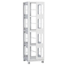 4 Tier All Steel Rotating Bookshelf With 360° Wheels, Large Size Sturdy & Spacious Book Rack, New Style Bookshelf - White by HouseOfZazla
