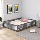 Solid Wood Floor Bed With Door And Fence For Children by HouseOfZazla