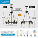 6-Light Black Wagon Wheel Chandelier
