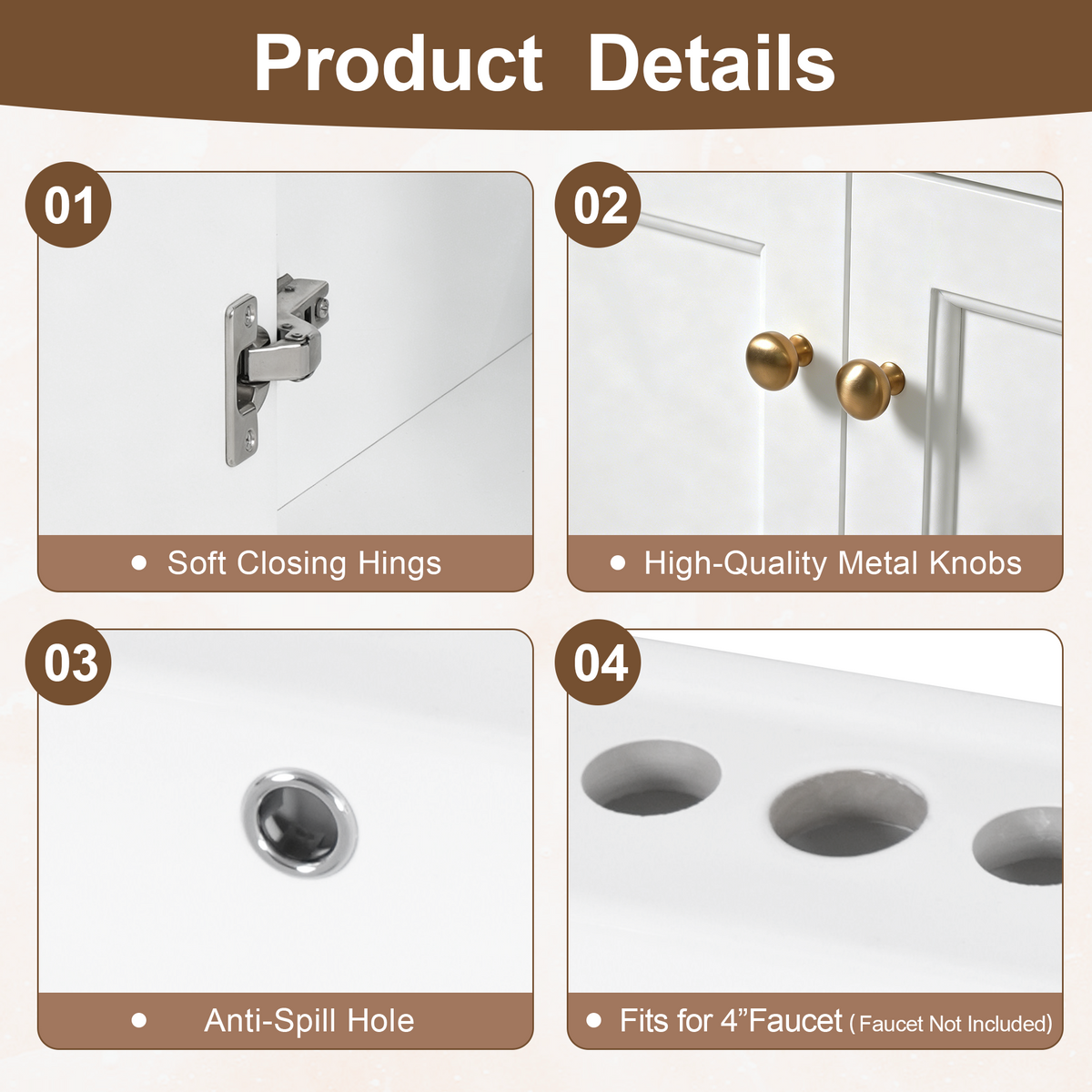 24 Inch Modern Bathroom Vanity Cabinet With Ceramic Sink, photo 9 of 10