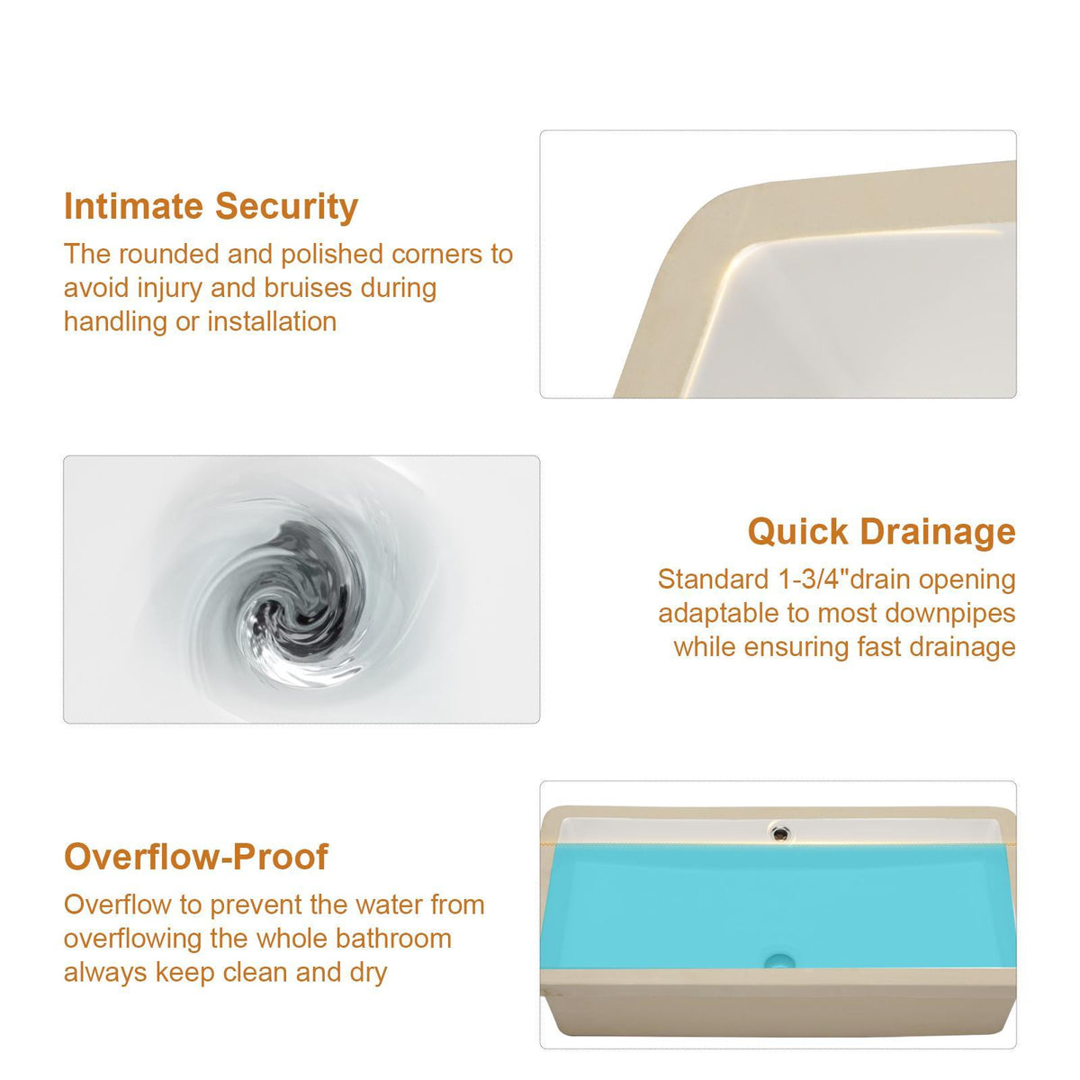 Modern Rectangular Undermount Bathroom Sink With Overflow Ceramic, photo 20 of 20