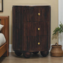 Solid Wood Curved Fluted 3-Drawer Drum Chest