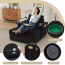 Modern Style Armchair Chaise Lounge Sofa Couch With Movable Storage Ottoman, USB Ports, Cup Holders, Phone Holder, Side Pockets by HouseOfZazla