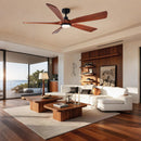 Ceiling Fan With Light And Remote Control, Noiseless, Dimmable, 6 Speeds Reversible For Indoor Or Covered Outdoor Use - Matte Black