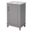 Modern Small Bathroom Vanity Cabinet With Ceramic Basin, Ample Storage, 1 Soft Close Door by HouseOfZazla