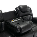 Home Theater Seating Manual Recliner Chair With Center Console And Led Light Strip For Living Room by HouseOfZazla
