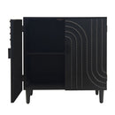 Modern Black Wood Storage Cabinet with Decorative Door by HouseOfZazla