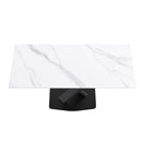 Modern Artificial Stone Straight Edge Metal X Leg Dining Table, 6 People by HouseOfZazla