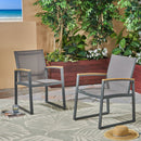 Aresha Metal Outdoor Dining Armchair (Set of 2) - Gray by HouseOfZazla