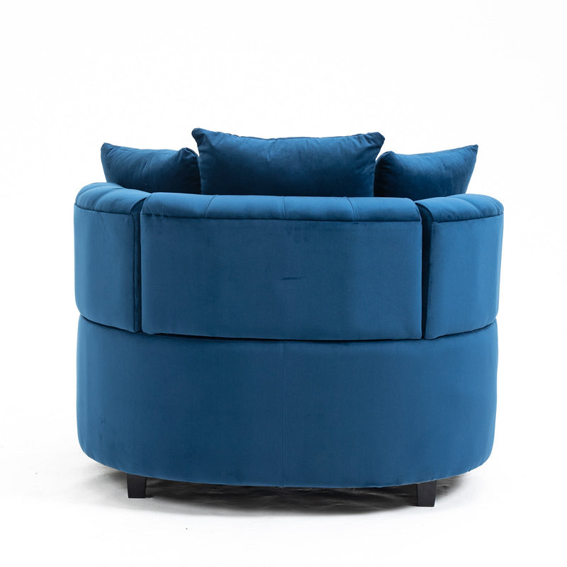 Accent Chair / Classical Barrel Chair for living room / Modern Leisure Sofa Chair (Blue)