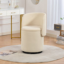 Barrel Chair, Built In Storage, 360° Swivel - Beige by HouseOfZazla