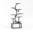 S - Shaped, 10 Tier Plant Stand With 5 Grow Lights - Deep Rustic Brown by HouseOfZazla